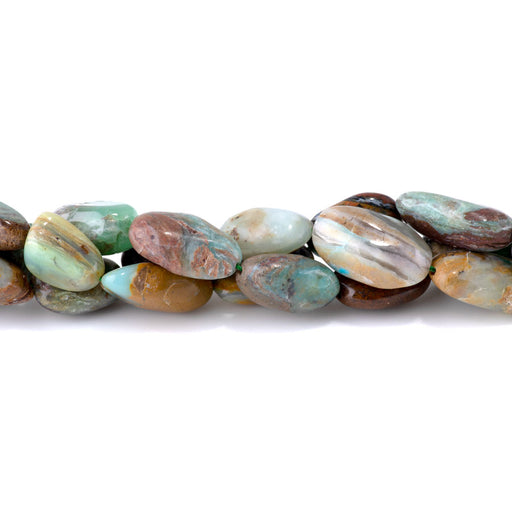 This is a Dakota Stones 10x20mm Blue Opal Gemstone strand with nugget beads in 15-16 inch strand.
