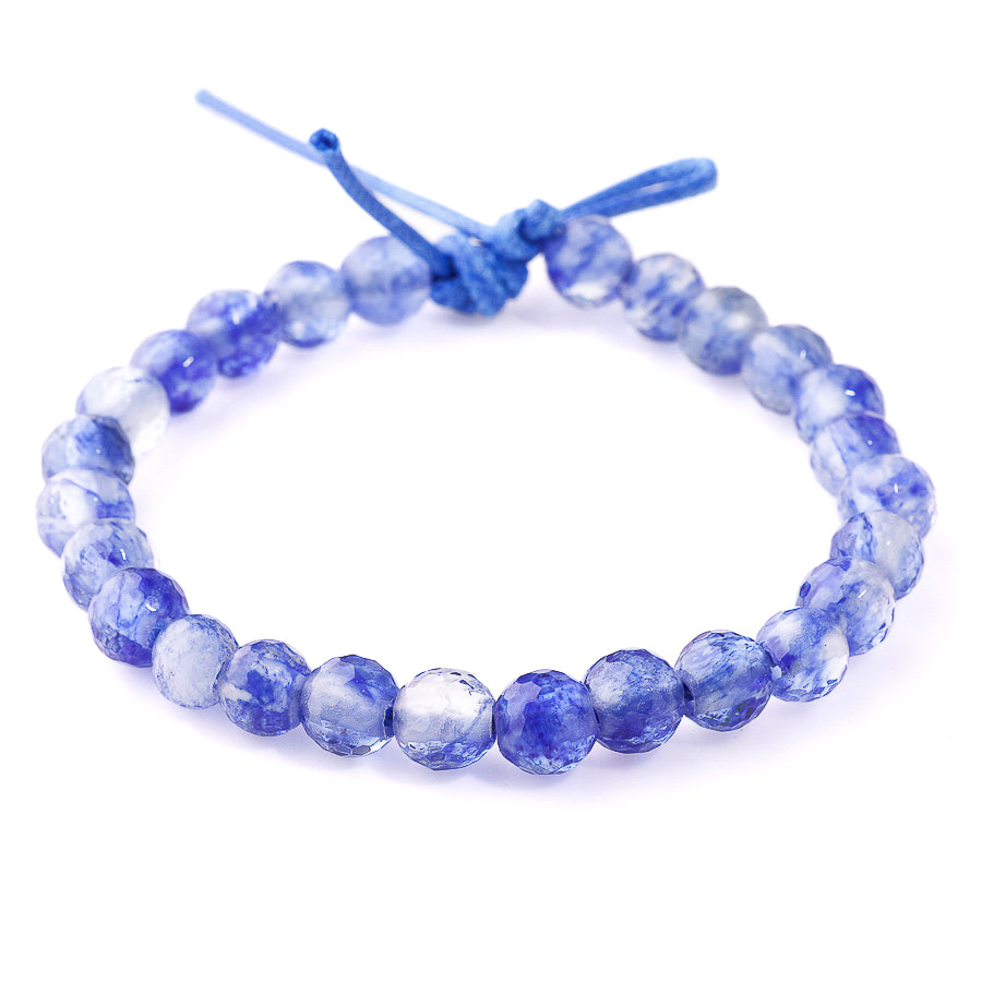Blueberry Quartz 8mm Round Faceted (Synthetic) - Large Hole Beads