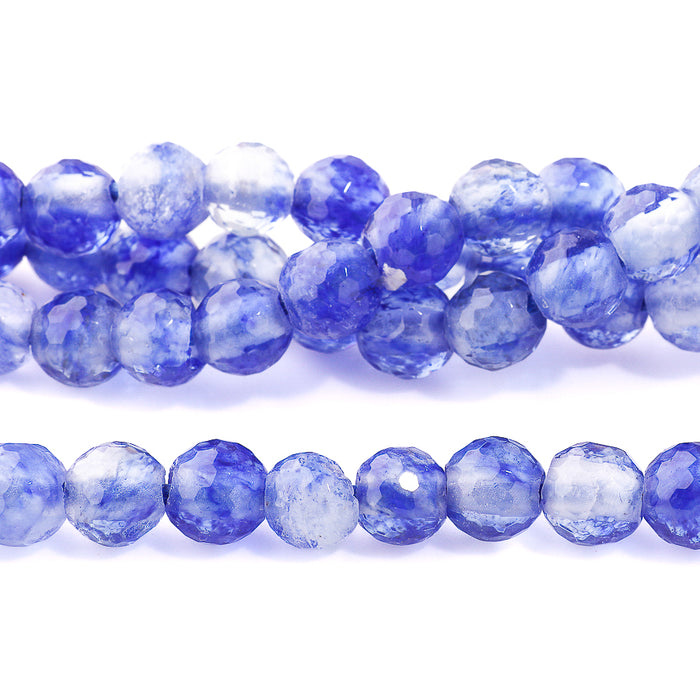 Blueberry Quartz 8mm Round Faceted (Synthetic) - Large Hole Beads