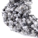 This is a Dakota Stones 4mm Black Rutilated Quartz Micofaceted Gemstone strand with round beads in 15-16 inch strand.