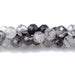 This is a Dakota Stones 4mm Black Rutilated Quartz Micofaceted Gemstone strand with round beads in 15-16 inch strand.
