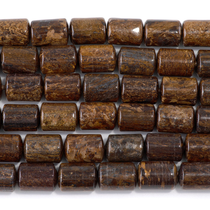 Bronzite 10x14mm Barrel - Large Hole Beads