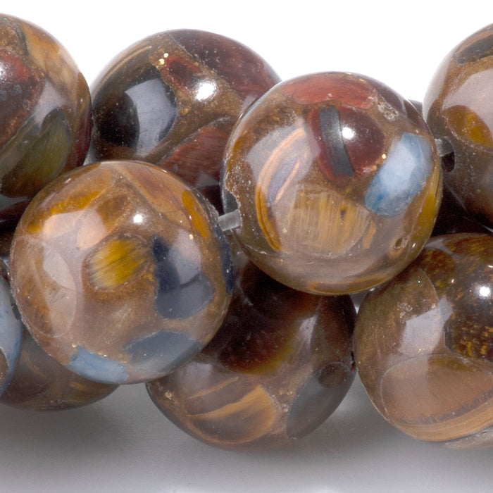 Bronzite, Tiger Eye, & Lapis 12mm Compressed Round - 15-16 Inch