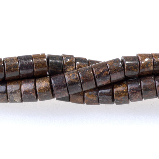 This is a Dakota Stones 2x4mm Bronzite Gemstone strand with heishi beads in 15-16 inch strand.