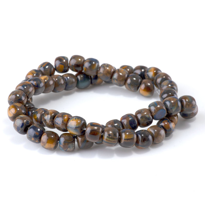 Bronzite, Tiger Eye, & Lapis 8mm Compressed Drum - 15-16 Inch