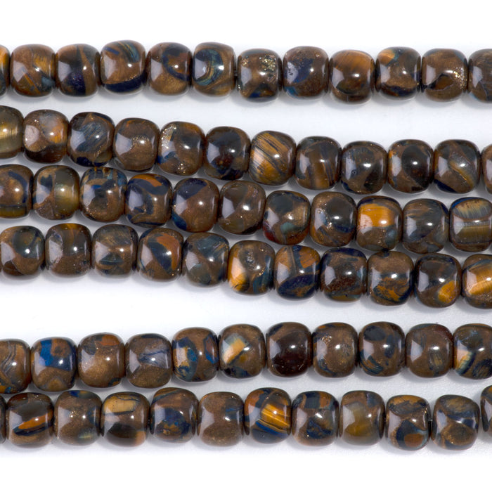 Bronzite, Tiger Eye, & Lapis 8mm Compressed Drum - 15-16 Inch