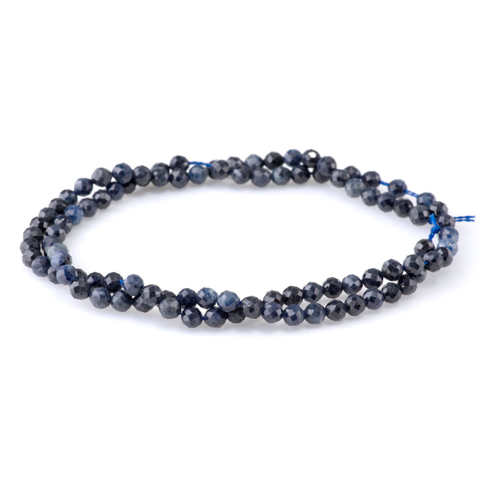 Dark Blue Sapphire 4mm Microfaceted Round A Grade - 15-16 Inch