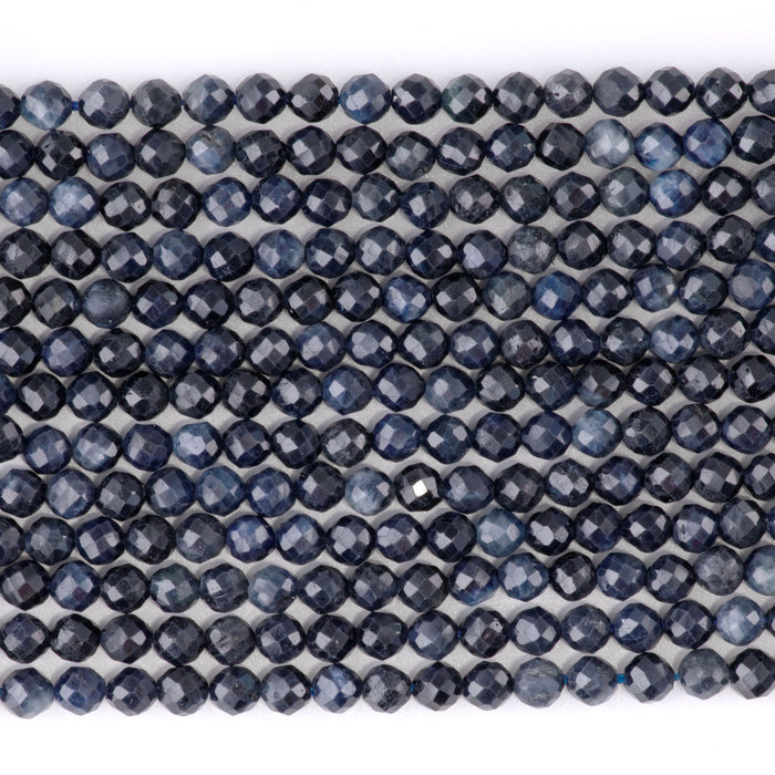 Dark Blue Sapphire 4mm Microfaceted Round A Grade - 15-16 Inch