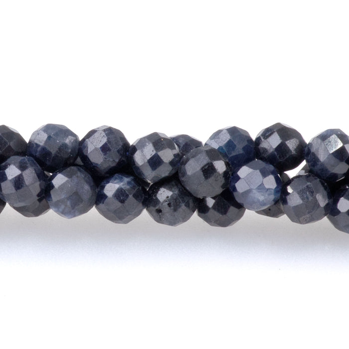 Dark Blue Sapphire 4mm Microfaceted Round A Grade - 15-16 Inch