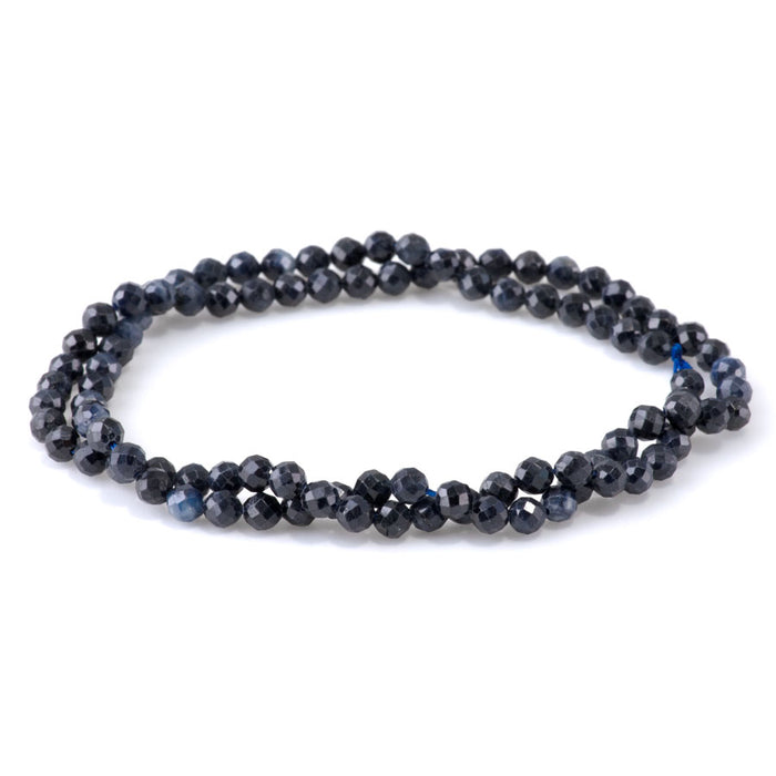 Dark Blue Sapphire 4mm Round Faceted - 15-16 Inch