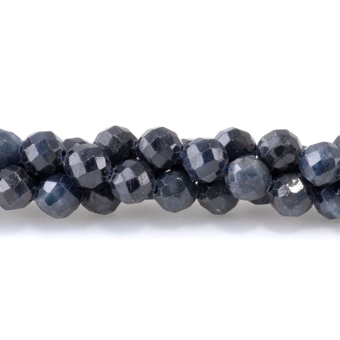 Dark Blue Sapphire 4mm Round Faceted - 15-16 Inch