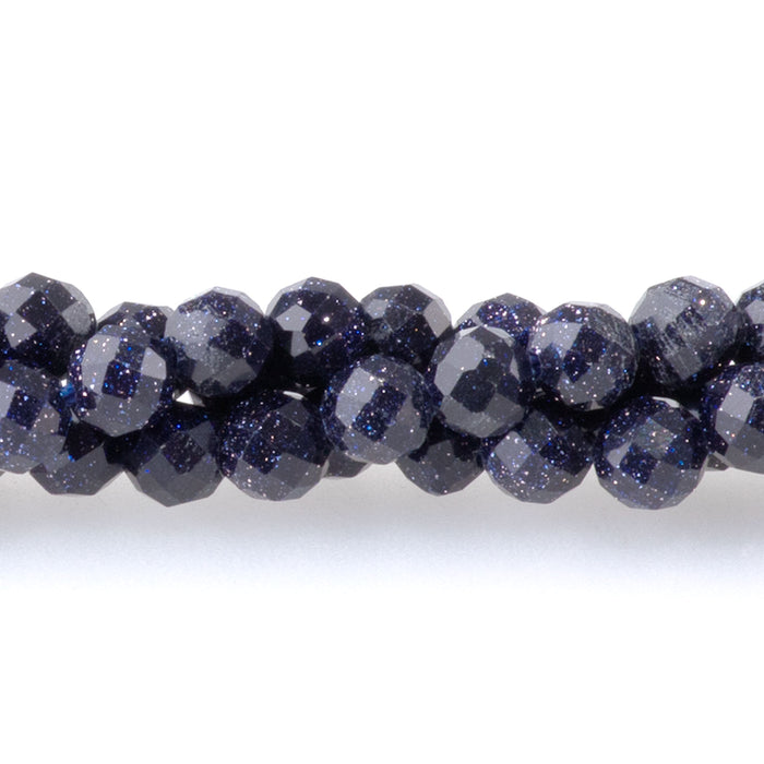 Blue Goldstone 4mm Microfaceted Round - 15-16 Inch