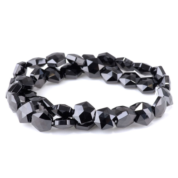 Black Spinel 10mm Faceted Hexagon - 15-16 Inch