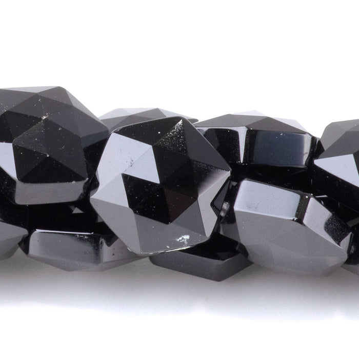 Black Spinel 10mm Faceted Hexagon - 15-16 Inch