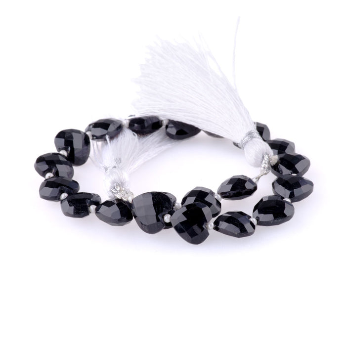 Black Spinel 10mm Heart Faceted - 8 Inch