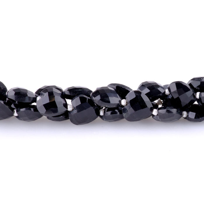 Black Spinel 10mm Heart Faceted - 8 Inch