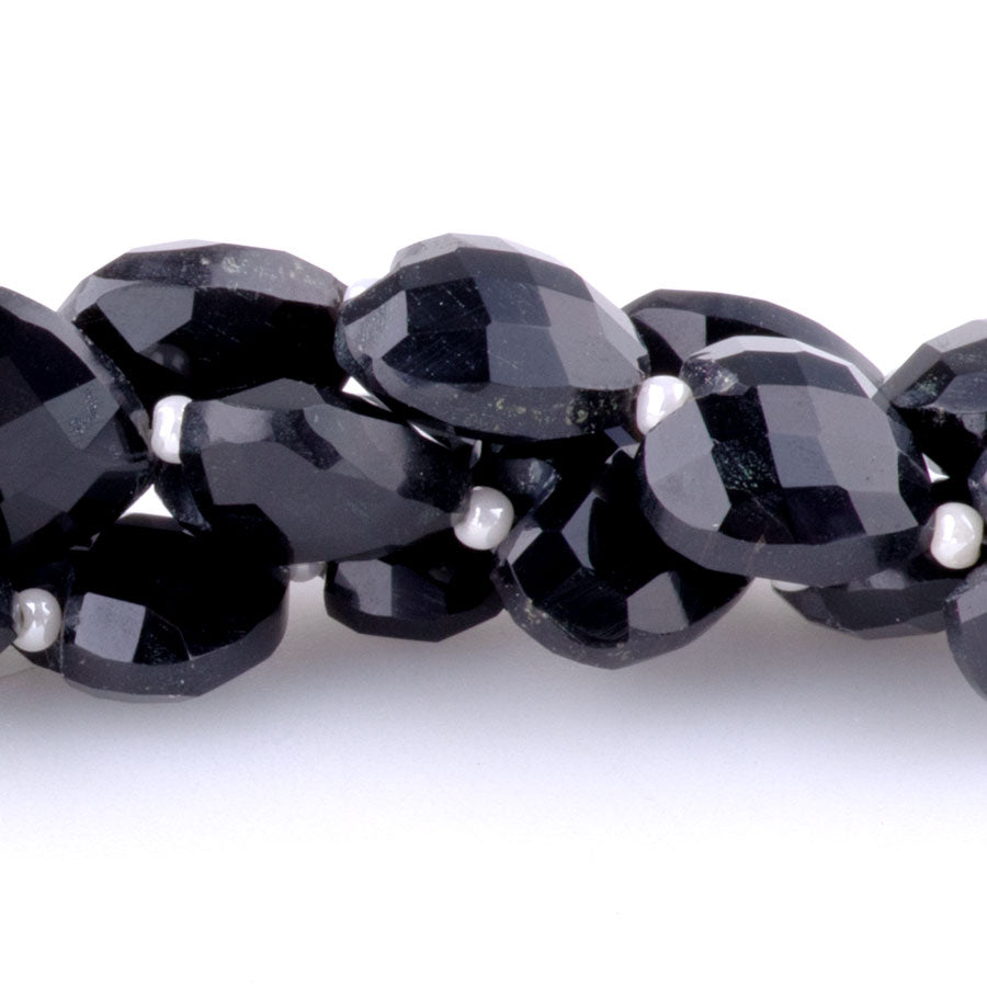 Black Spinel 10mm Heart Faceted - 8 Inch
