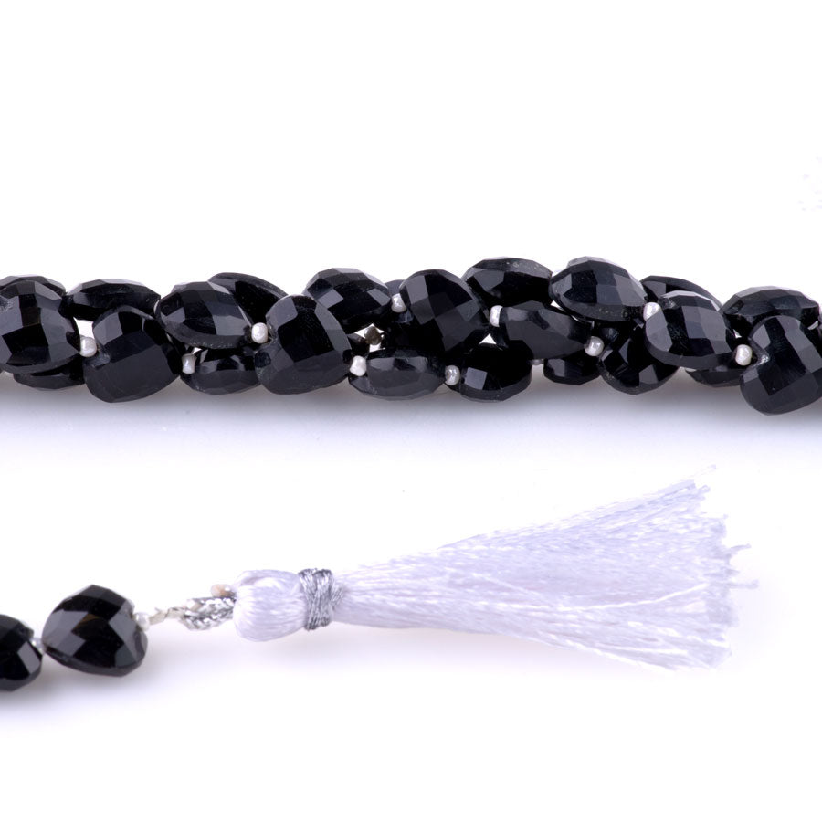 Black Spinel 10mm Heart Faceted - 8 Inch