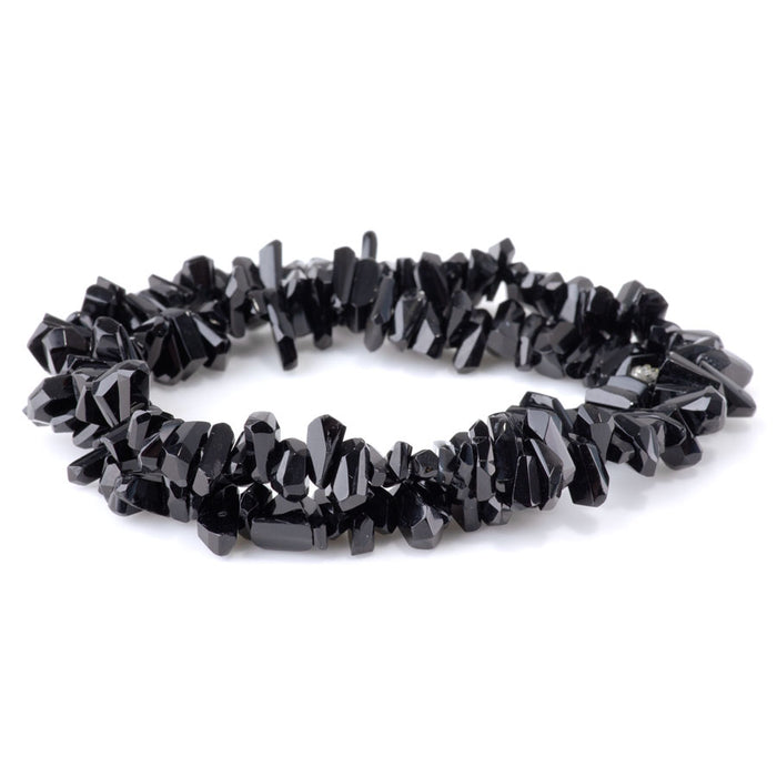 Black Spinlel 2x10-4x13mm Faceted Top Drill Nugget - 15-16 Inch