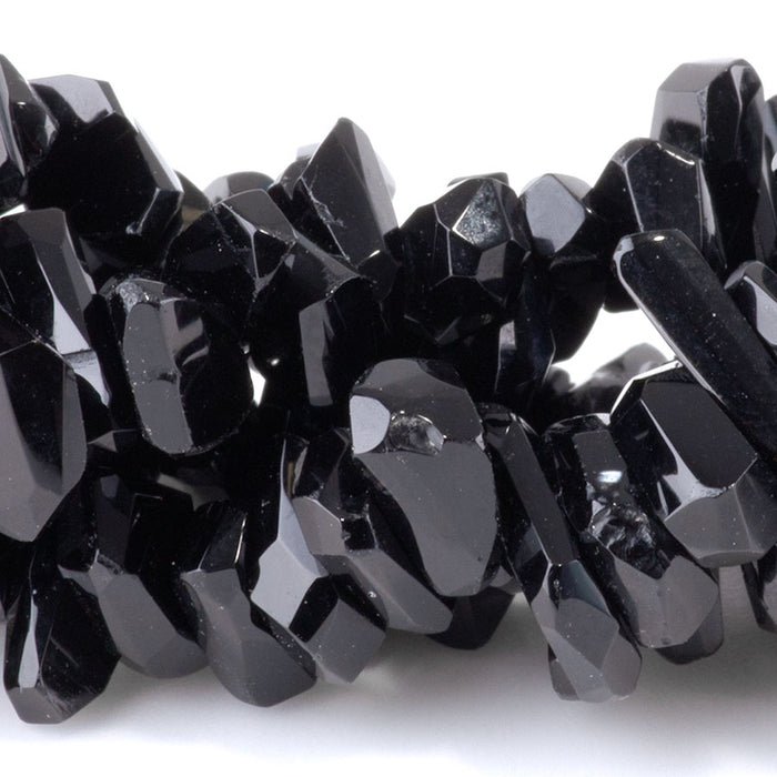 Black Spinlel 2x10-4x13mm Faceted Top Drill Nugget - 15-16 Inch