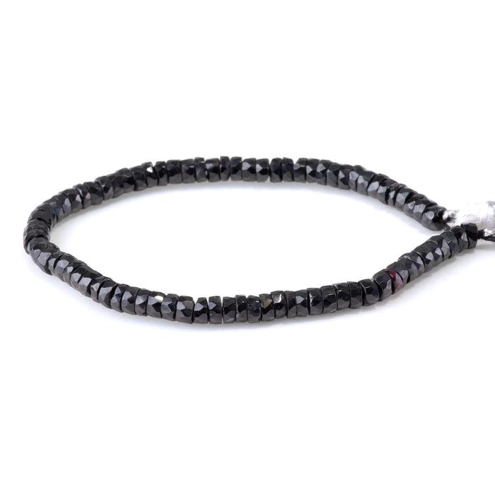 Black Spinel 2-3x5-6mm Faceted Irregular Tyre Beads - 8-Inch