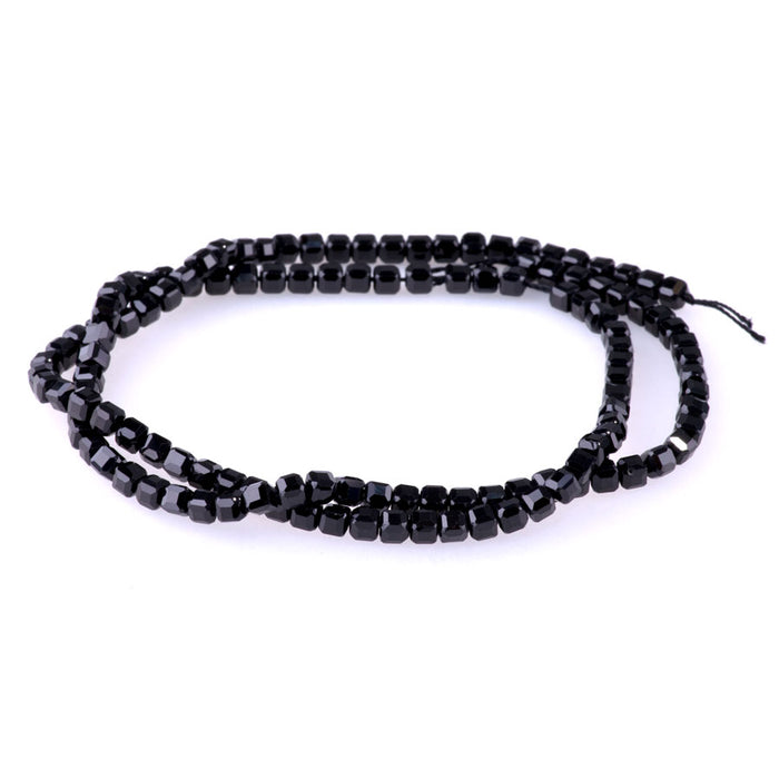 Black Spinel 3mm Faceted Cube - 15-16 Inch