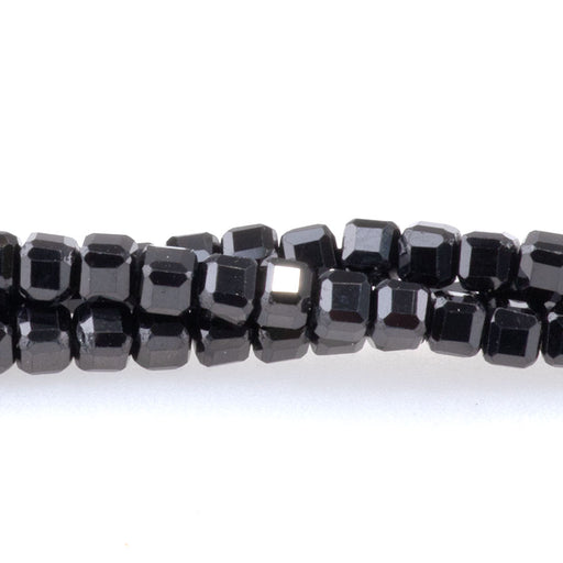 This is a Dakota Stones 3mm Black Spinel Gemstone strand with A grade table-cut cube beads in 15-16 inch strand.