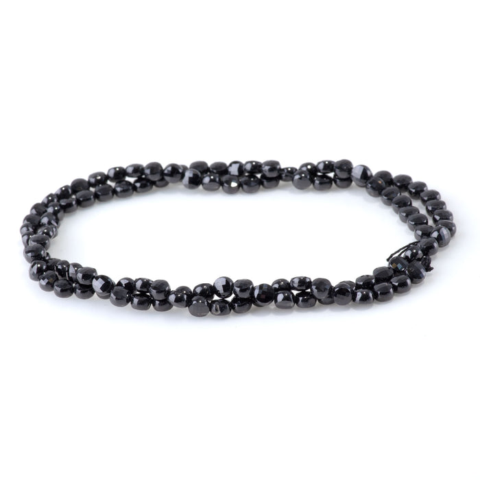 Black Spinel 4mm Faceted Coin - 15-16 Inch