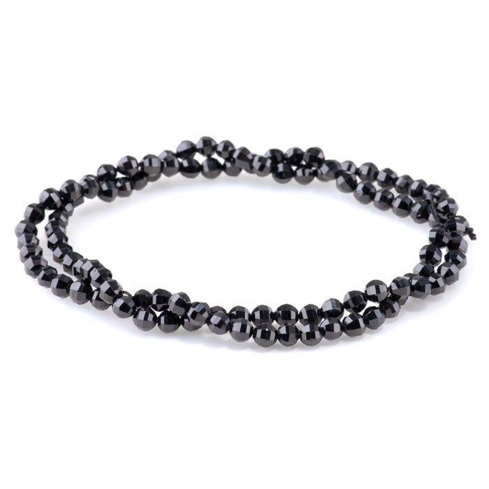 Black Spinel 4mm Faceted Lantern - 15-16 Inch