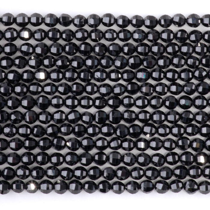 Black Spinel 4mm Faceted Lantern - 15-16 Inch