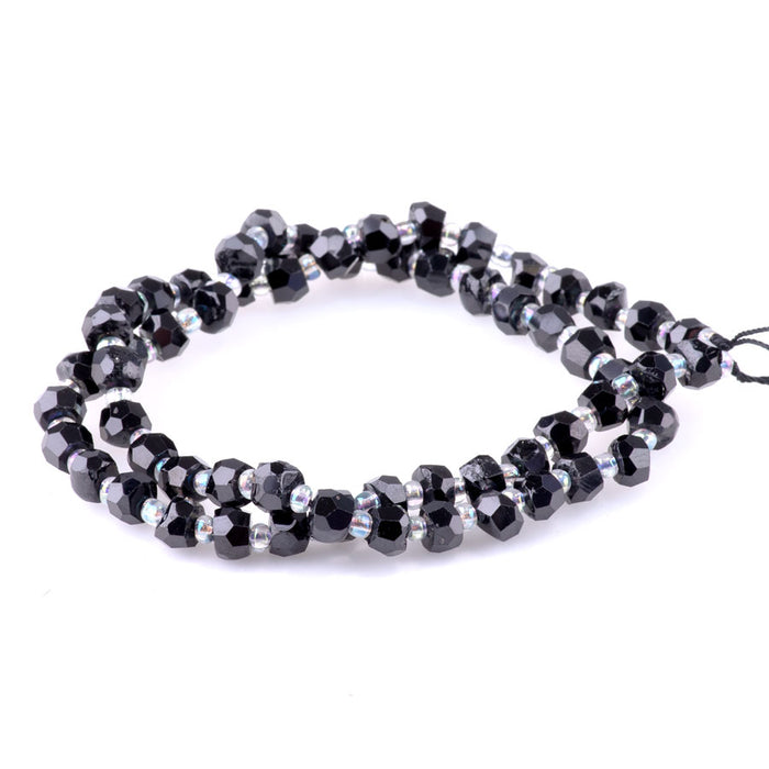 Black Spinel 4x6mm Irregular Rondelle Faceted - 15-16 Inch