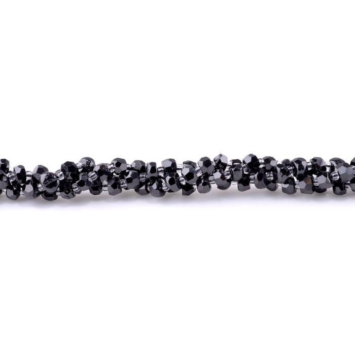 Black Spinel 4x6mm Irregular Rondelle Faceted - 15-16 Inch