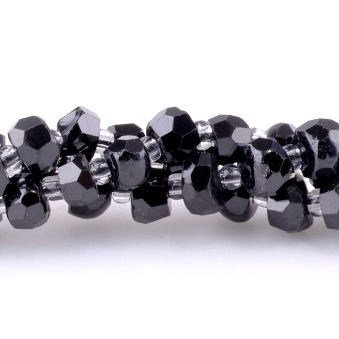 Black Spinel 4x6mm Irregular Rondelle Faceted - 15-16 Inch