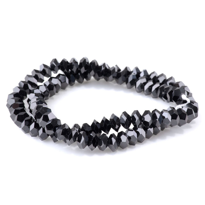 Black Spinel 4x8mm Faceted Rondelle - 15-16 Inch