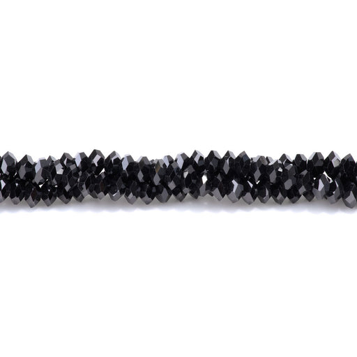 This is a Dakota Stones 4x8mm Black Spinel Gemstone strand with faceted rondelle beads in 15-16 inch strand.