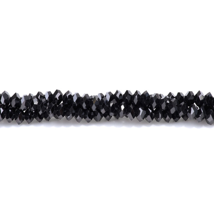 Black Spinel 4x8mm Faceted Rondelle - 15-16 Inch