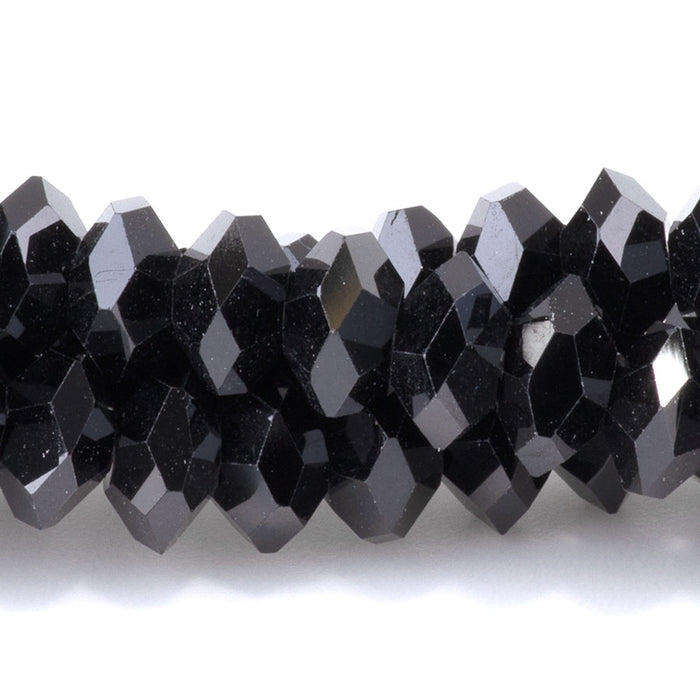 Black Spinel 4x8mm Faceted Rondelle - 15-16 Inch