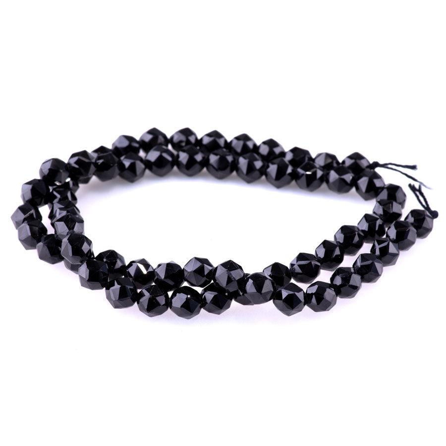 Black Spinel 5-6mm Faceted Double Heart - 15-16 Inch