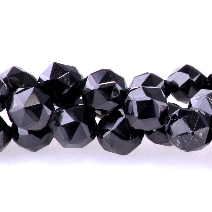 Black Spinel 5-6mm Faceted Double Heart - 15-16 Inch