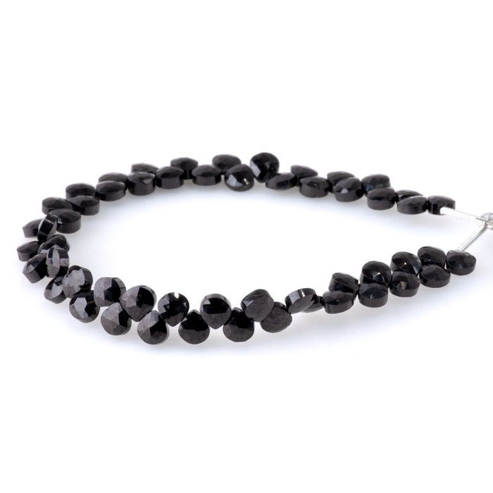 Black Spinel 5-6mm Drop Faceted Top Drill - 8 Inch