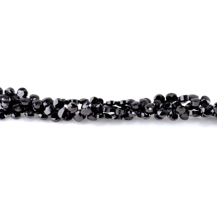 Black Spinel 5-6mm Drop Faceted Top Drill - 8 Inch