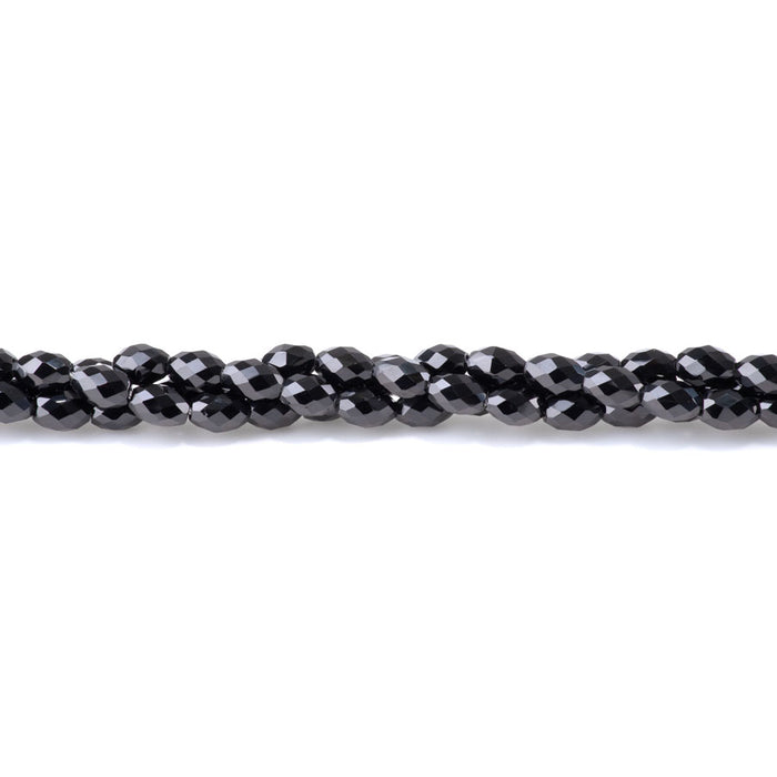 Black Spinel 5x7mm Faceted Rice Bead - 15-16 Inch