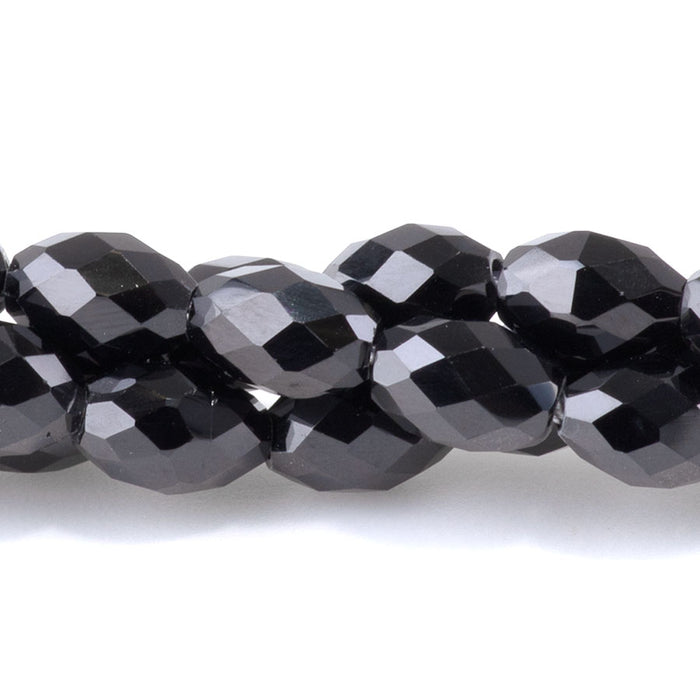 Black Spinel 5x7mm Faceted Rice Bead - 15-16 Inch