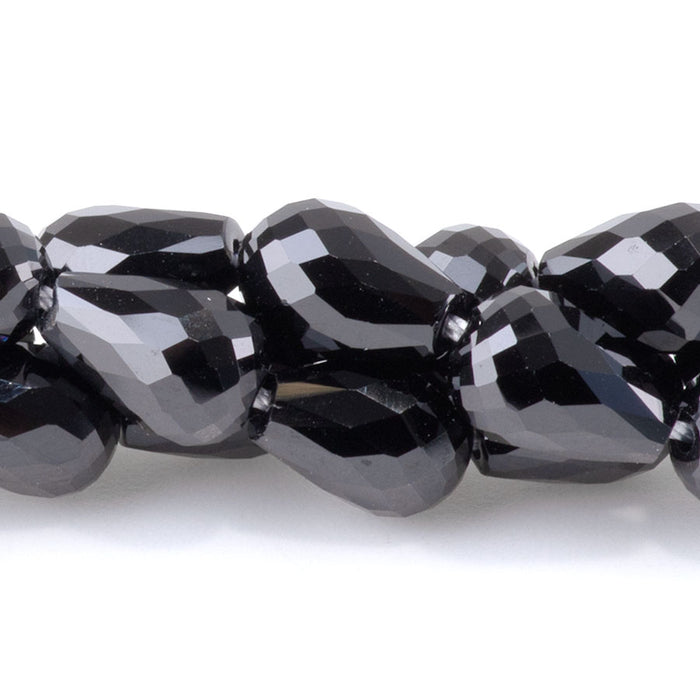 Black Spinel 6x9mm Faceted Drop - 15-16 Inch