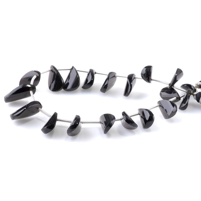 Black Spinel 9x13mm Twisted Drop - 8 Inch