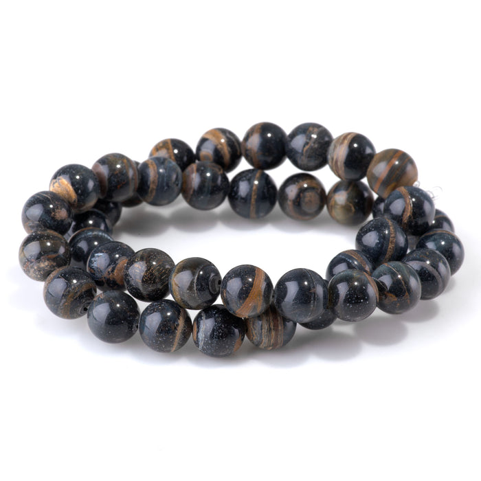 Sunset Blue Tiger Eye 10mm Round Bead - 15-16 Inch - DSL
