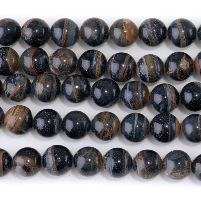 Sunset Blue Tiger Eye 10mm Round Bead - 15-16 Inch - DSL