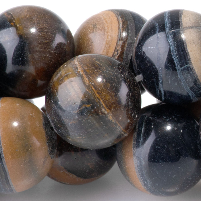 Sunset Blue Tiger Eye 12mm Round Bead - 15-16 Inch - DSL
