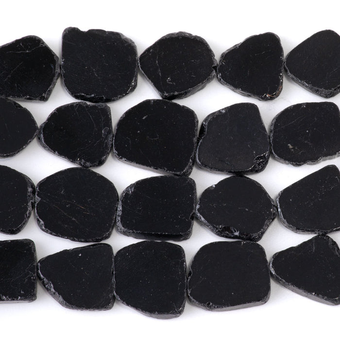 Black Tourmaline 10-15x4mm Slice - 8 Inch