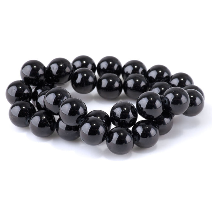 Black Tourmaline 12mm Round - 15-16 Inch